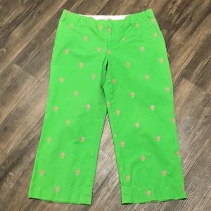 Lilly Pulitzer Capris Pants Palm Trees Green SZ 8